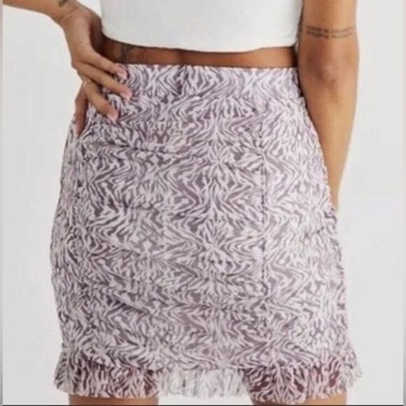 Free People Romi Mesh Mini Skirt in Purple White Zebra Women's Size Medium - Picture 3 of 13